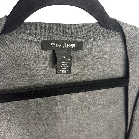 White House Wool Blend Open Front Long Cardigan Long Sleeve Lightweight Gray M - Picture 4 of 13
